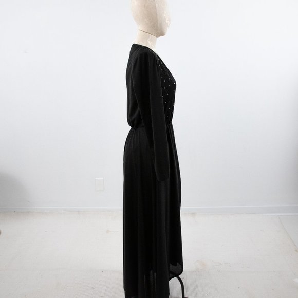 Vintage 70s M/L Disco Halloween Diamonds Sexy Dress Black - Picture 5 of 9